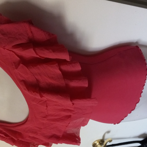 Sweet Pea Pink tired mesh top Sz. SMALL - Picture 3 of 4